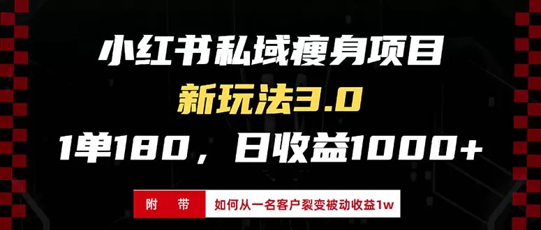 小红书瘦身项目3.0模式，新手小白日赚收益1000+（附从一名客户裂变收益，被动收益1W）-颜夕资源网-第15张图片