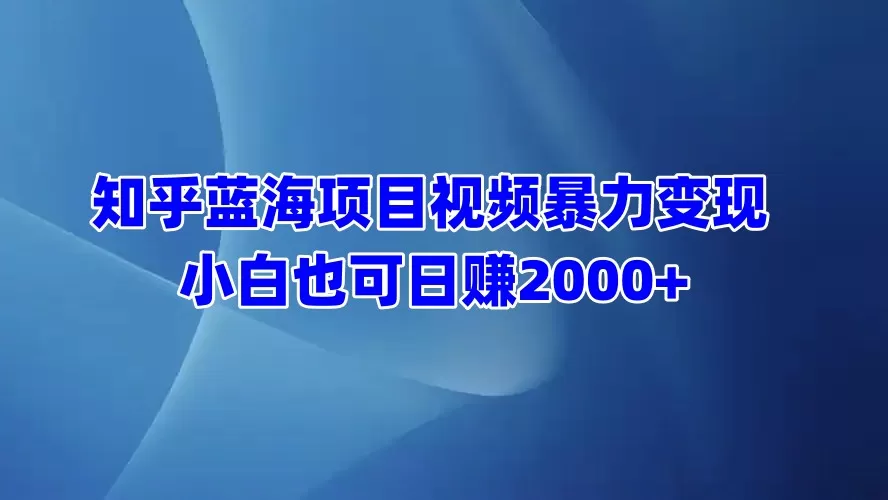 知乎蓝海项目视频带货 小白也可日赚2000+-颜夕资源网-第15张图片