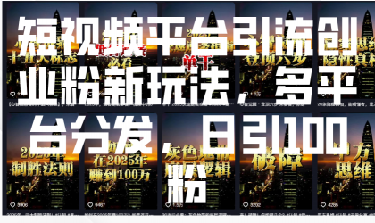 短视频平台引流创业粉新玩法，多平台分发，日引100粉-颜夕资源网-第15张图片