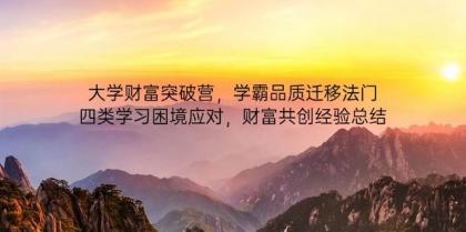 大学财富突破营，学霸品质迁移法门，四类学习困境应对，财富共创经验总结-颜夕资源网-第15张图片