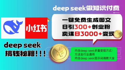 Deepseek 一键免费生成小红书图文日引300+创业粉，日变现3000+ 方法全行业通用-颜夕资源网-第15张图片