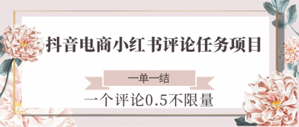 抖音电商小红书评论任务项目，一个评论0.5，一单一结 不限量-颜夕资源网-第15张图片