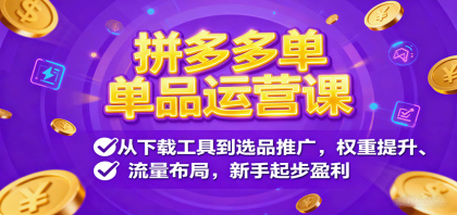 拼多多单品运营课，从下载工具到选品推广，权重提升、流量布局，新手起步盈利-颜夕资源网-第15张图片