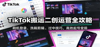 TikTok搬运二创运营全攻略：刷机登录、洗稿剪辑 、过中技巧，高效起号变现-颜夕资源网-第15张图片