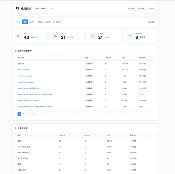 PHP网站统计系统 极简统计 支持宝塔本地部署-颜夕资源网-第13张图片