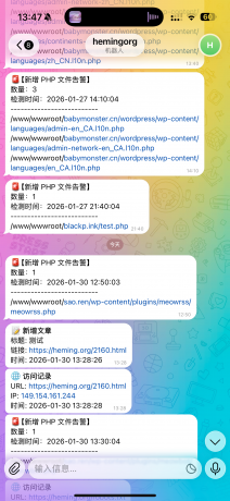 WP 网站监控信息推送到 Telegram 插件MeowBOT，文章，留言，登录-颜夕资源网-第13张图片